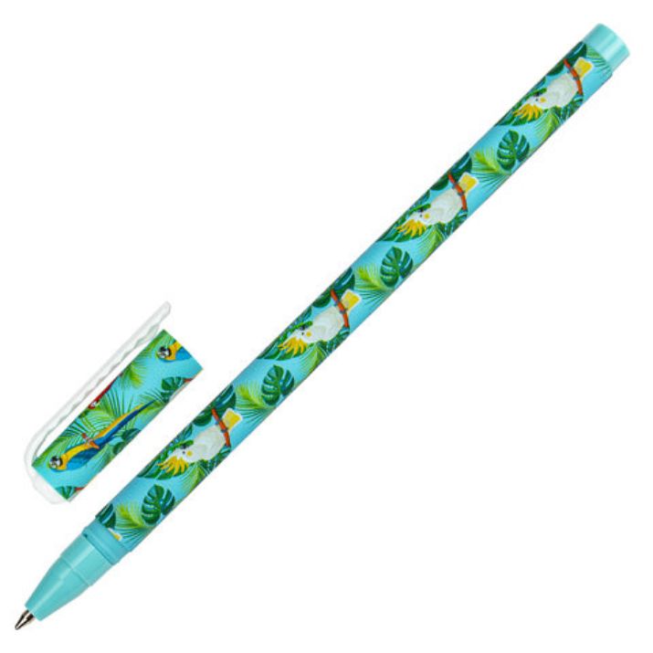 Изображение Ручка шариковая BRAUBERG SOFT TOUCH STICK "PARROTS", СИНЯЯ, мягкое покрытие, узел 0,7 мм, 143706