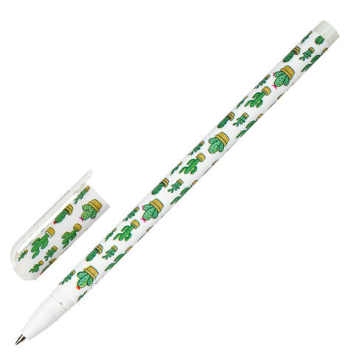 Изображение Ручка шариковая BRAUBERG SOFT TOUCH STICK "CACTUS", СИНЯЯ, мягкое покрытие, узел 0,7 мм, 143707