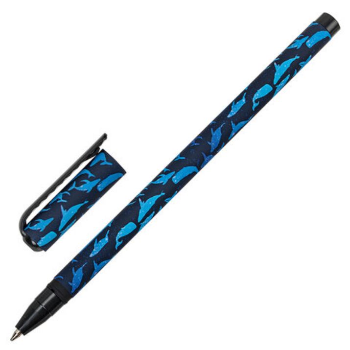 Изображение Ручка шариковая BRAUBERG SOFT TOUCH STICK "WHALE", СИНЯЯ, мягкое покрытие, узел 0,7 мм, 143709