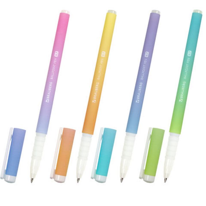 Изображение Ручка шариковая BRAUBERG SOFT TOUCH GRIP "GRADE PASTEL", СИНЯЯ, мягкое покрытие, ассорти, узел 0,7 мм, 143711
