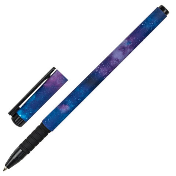 Изображение Ручка шариковая BRAUBERG SOFT TOUCH GRIP "SPACE", СИНЯЯ, мягкое покрытие, узел 0,7 мм, 143714