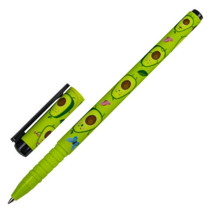 Изображение Ручка шариковая BRAUBERG SOFT TOUCH GRIP "AVOCADO", СИНЯЯ, мягкое покрытие, узел 0,7 мм, 143716