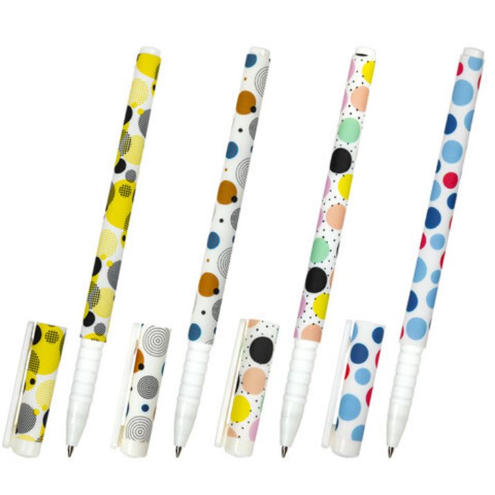 Изображение Ручка шариковая BRAUBERG SOFT TOUCH GRIP "DOTS", СИНЯЯ, мягкое покрытие, ассорти, узел 0,7 мм, 143722