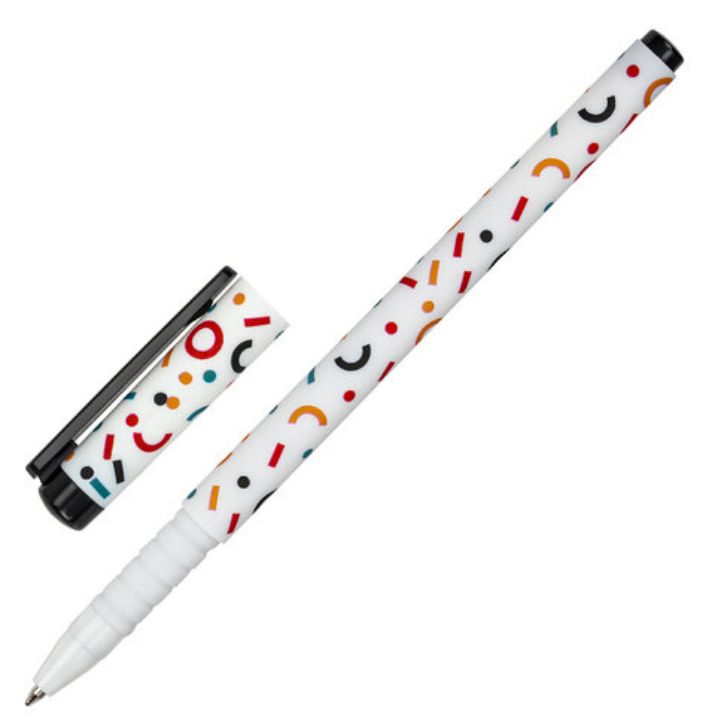 Изображение Ручка шариковая BRAUBERG SOFT TOUCH GRIP "CONFETTI", СИНЯЯ, мягкое покрытие, узел 0,7 мм, 143723