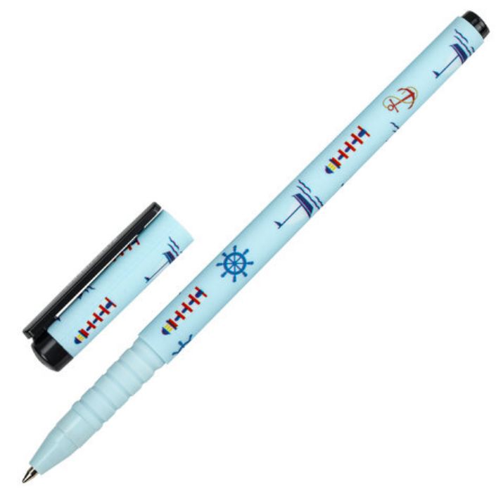 Изображение Ручка шариковая BRAUBERG SOFT TOUCH GRIP "NAVY", СИНЯЯ, мягкое покрытие, узел 0,7 мм, 143725