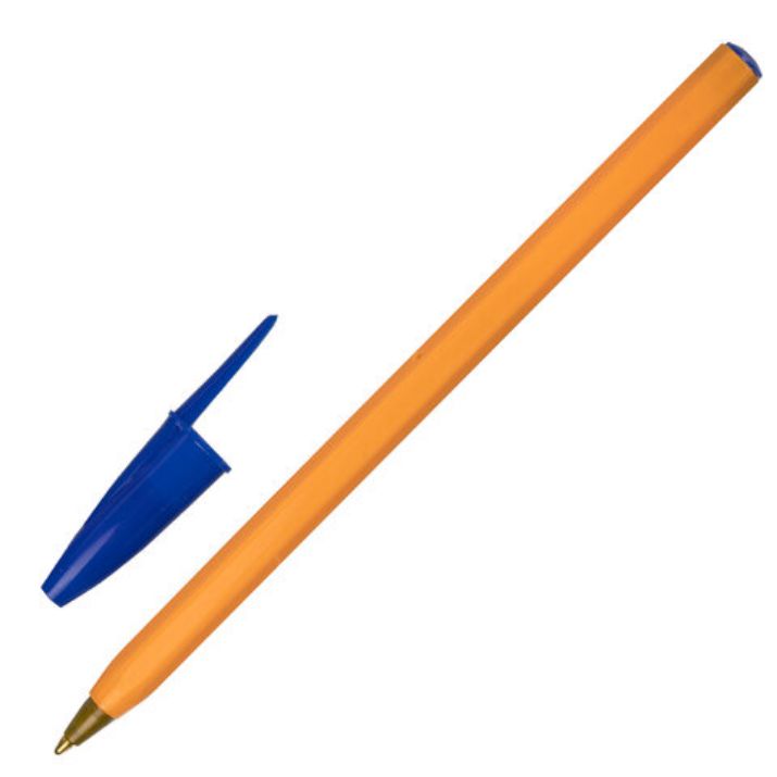 Изображение Ручка шариковая STAFF "Basic Orange BP-01", письмо 750 метров, СИНЯЯ, длина корпуса 14 см, узел 1 мм, 143740