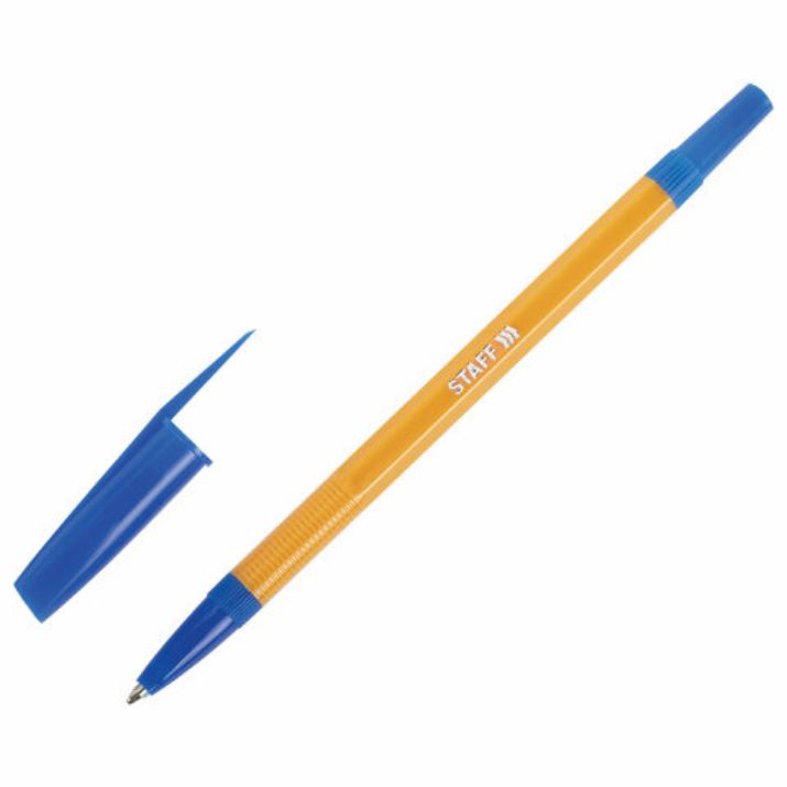 Изображение Ручка шариковая STAFF "Basic BP-03 Orange", СИНЯЯ, корпус оранжевый, узел 1 мм, линия письма 0,5 мм, 143741