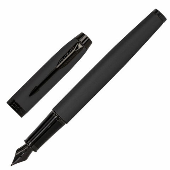 Изображение Ручка перьевая PARKER "IM Achromatic Black BT", черный матовый, нержавеющая сталь, синяя, 2127741