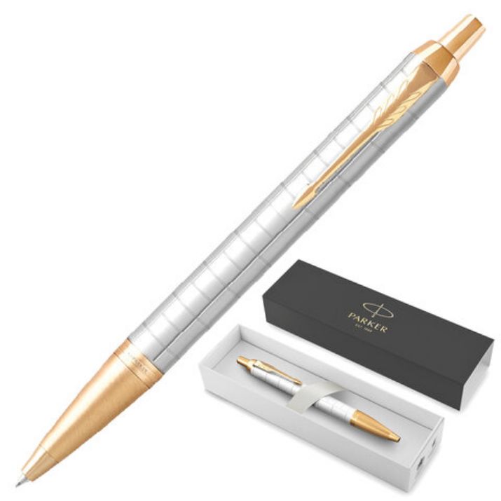 Изображение Ручка шариковая PARKER "IM Premium Pearl GT", жемчужный лак, позолота, синяя, 2143643