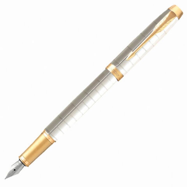Изображение Ручка перьевая PARKER "IM Premium Pearl GT", корпус жемчужный лак, позолоченные детали, синяя, 2143649