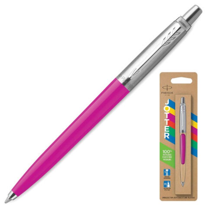 Изображение Ручка шариковая PARKER "Jotter Orig Magenta", корпус розовый, нержавеющая сталь, блистер, синяя, 2075996