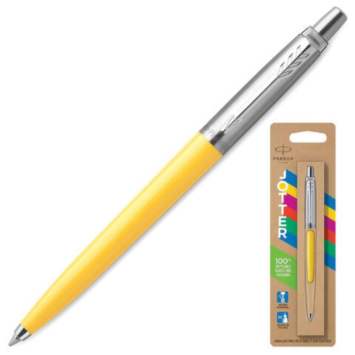 Изображение Ручка шариковая PARKER "Jotter Orig Yellow", корпус желтый, нержавеющая сталь, блистер, синяя, 2076056