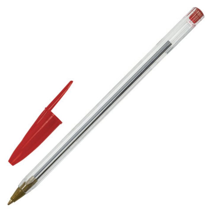 Изображение Ручка шариковая STAFF "Basic Budget BP-04", КРАСНАЯ, линия письма 0,5 мм, с штрихкодом, 143870