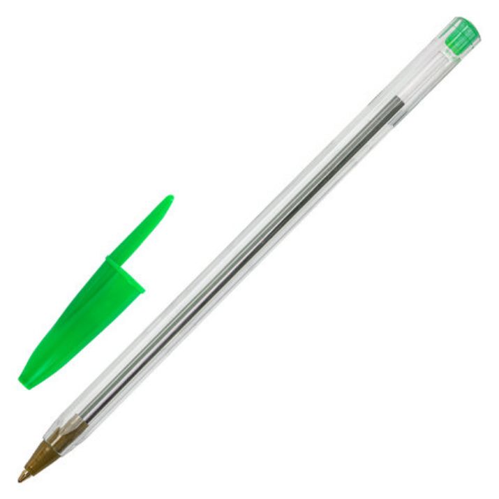 Изображение Ручка шариковая STAFF "Basic Budget BP-04", ЗЕЛЕНАЯ, линия письма 0,5 мм, с штрихкодом, 143871