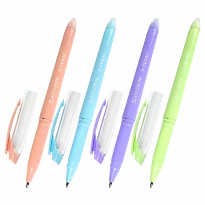 Изображение Ручка стираемая гелевая с грипом BRAUBERG X-ERASE PASTEL, СИНЯЯ, узел 0,7 мм, линия 0,35 мм, 143953