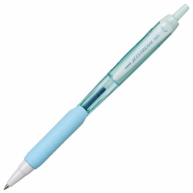 Изображение Ручка шариковая масляная автоматическая с грипом UNI "JetStream", СИНЯЯ, корпус бирюзовый, 0,35 мм, SXN-101FL AQUA