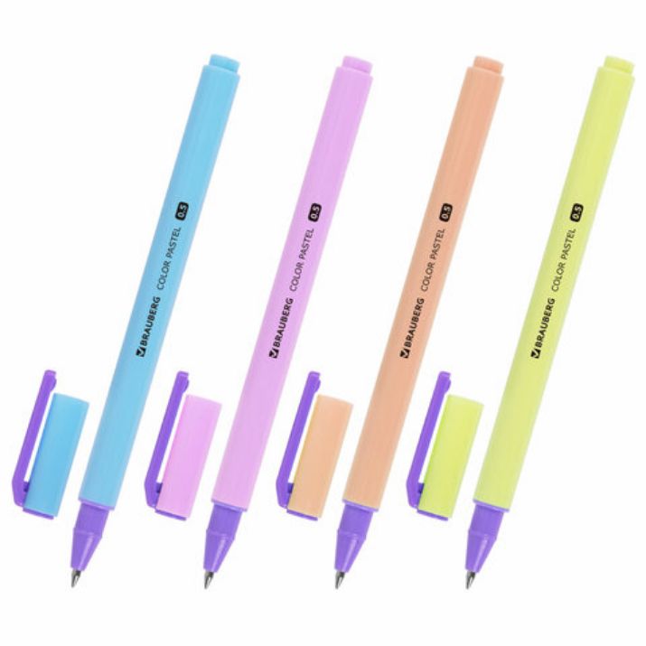Изображение Ручка гелевая BRAUBERG "COLOR PASTEL", СИНЯЯ, корпус ассорти, узел 0,5, линия 0,35 мм, 144121