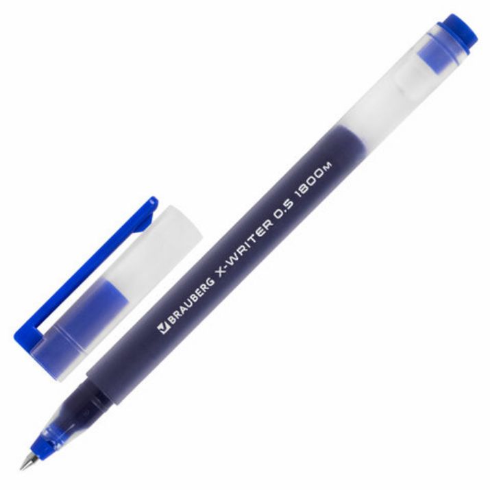 Изображение Ручка гелевая BRAUBERG "X-WRITER 1800", УВЕЛИЧЕННАЯ ДЛИНА ПИСЬМА 1 800 м, СИНЯЯ, стандартный узел 0,5 мм, 144134