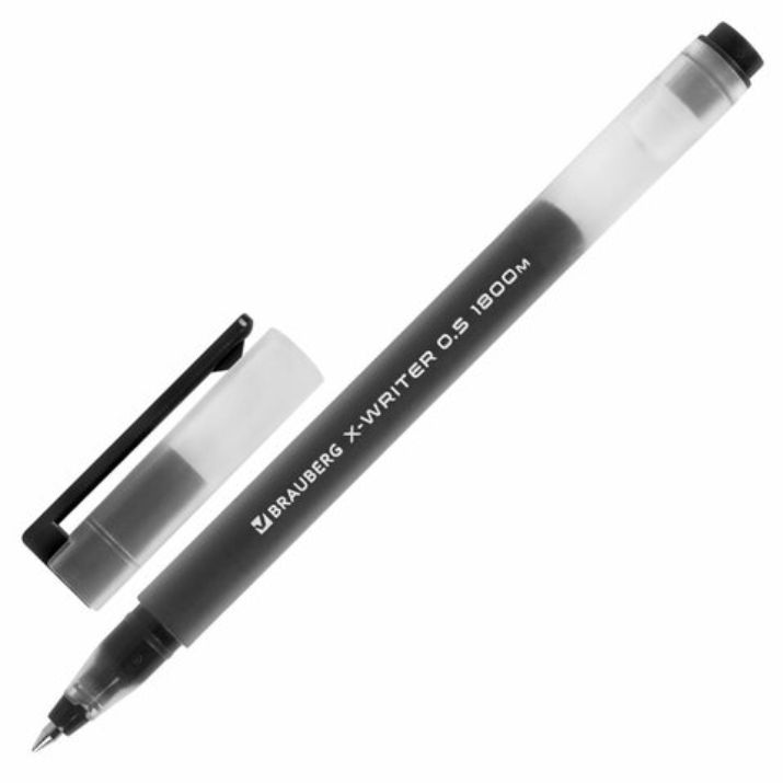 Изображение Ручка гелевая BRAUBERG "X-WRITER 1800", УВЕЛИЧЕННАЯ ДЛИНА ПИСЬМА 1 800 м, ЧЕРНАЯ, стандартный узел 0,5 мм, 144135