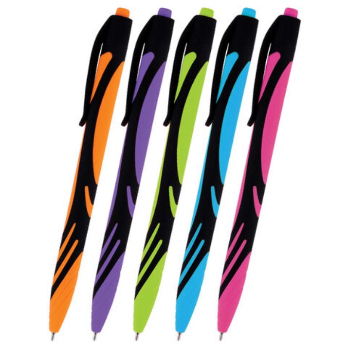 Изображение Ручка шариковая автоматическая BRAUBERG ULTRA COLOR NEON, soft-touch, СИНЯЯ, пишущий узел 0,7 мм, линия письма 0,35 мм, 144203