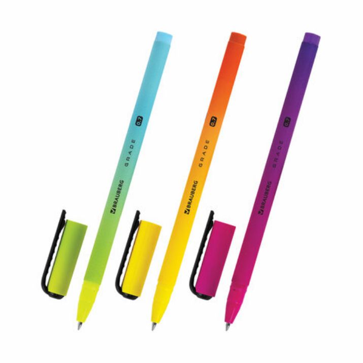 Изображение Ручка шариковая BRAUBERG GRADE, СИНЯЯ, корпус soft-touch, пишущий узел 0,7 мм, линия письма 0,35 мм, 144207