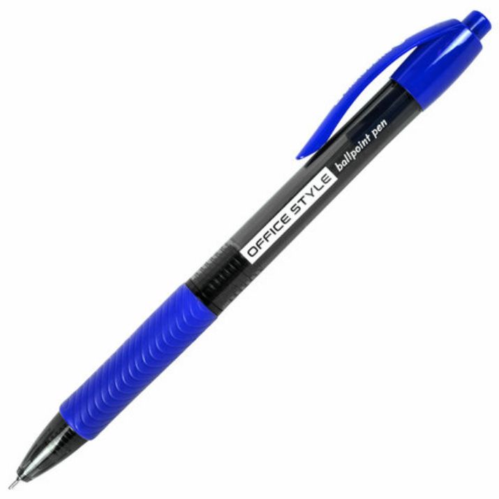 Изображение Ручка шариковая автоматическая с грипом BRAUBERG OFFICE STYLE, СИНЯЯ, игольчатый наконечник 0,7мм, линия 0,35мм, тонированный корпус, 144210