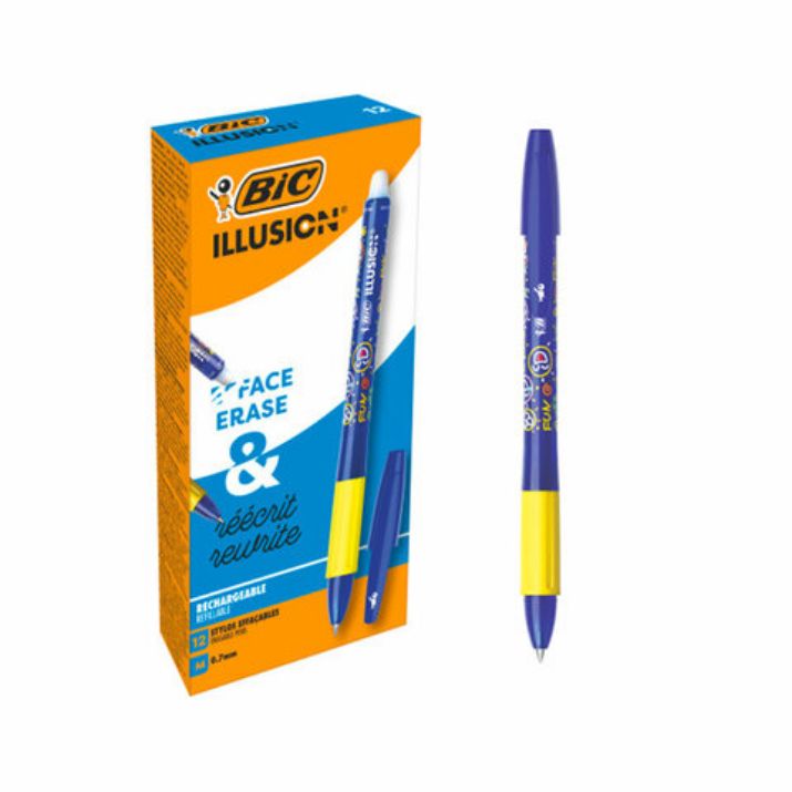 Изображение Ручка стираемая гелевая с грипом BIC "Gelocity Illusion", СИНЯЯ, корпус синий, линия 0,3 мм, 516518