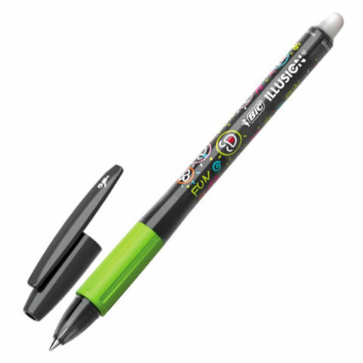 Изображение Ручка стираемая гелевая с грипом BIC "Gelocity Illusion", ЧЕРНАЯ, корпус черный, линия 0,3 мм, 516523