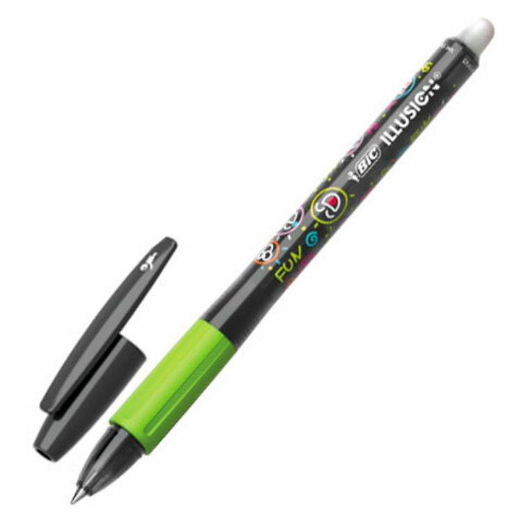Изображение Ручка стираемая гелевая с грипом BIC "Gelocity Illusion", ЧЕРНАЯ, корпус черный, линия 0,3 мм, 516523