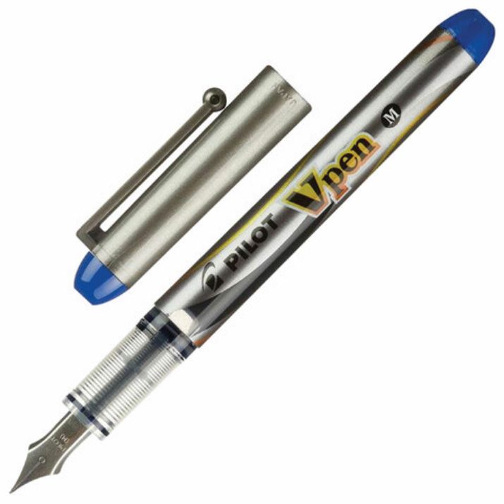 Изображение Ручка перьевая PILOT V-Pen, СИНЯЯ, корпус серый, линия письма 0,58 мм, SVP-4M L