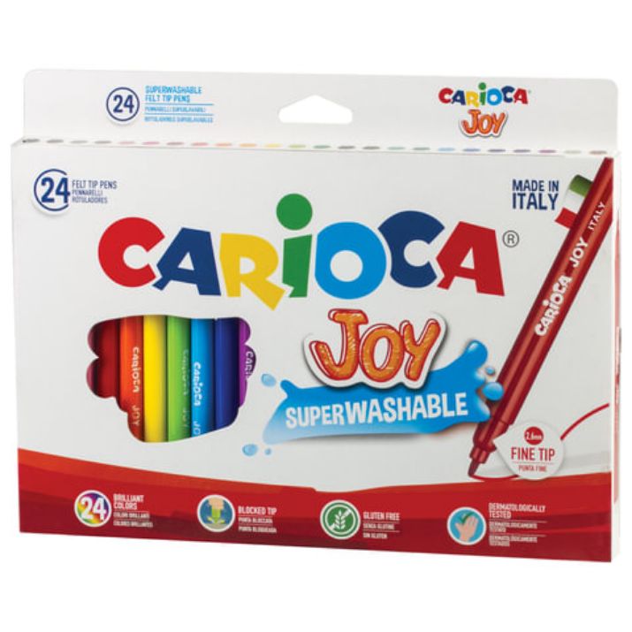Изображение Фломастеры CARIOCA (Италия) "Joy", 24 цвета, суперсмываемые, вентилируемый колпачок, картонная коробка, 40615