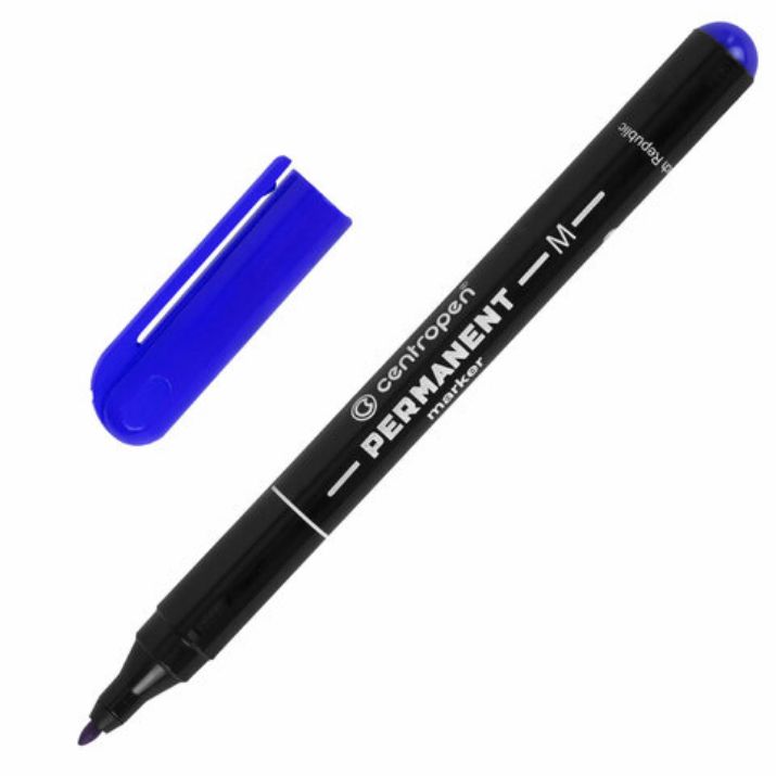 Изображение Маркер перманентный CENTROPEN 2846, СИНИЙ, тонкий наконечник, 1 мм, 6 2846 9406