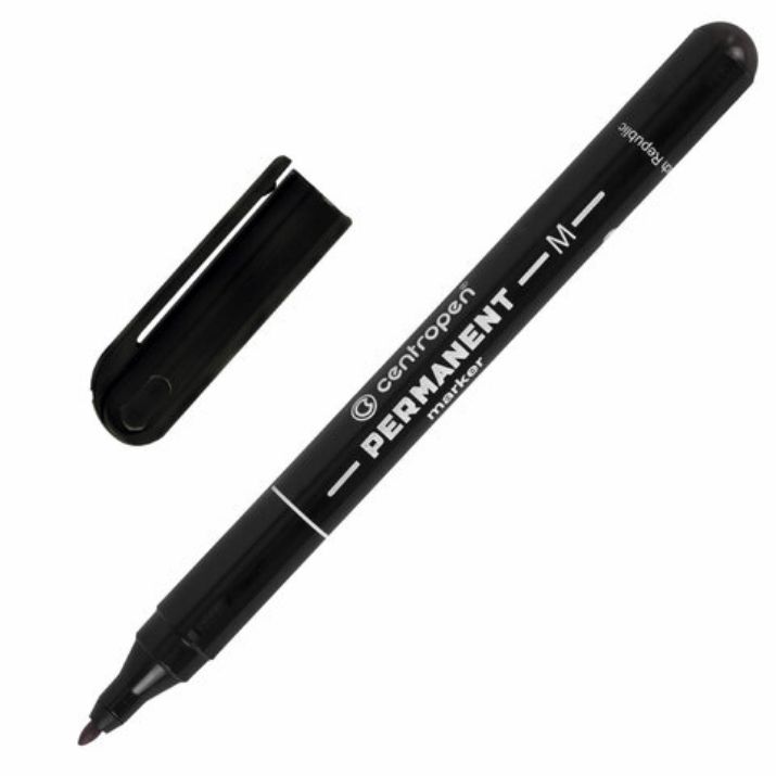 Изображение Маркер перманентный CENTROPEN 2846, ЧЕРНЫЙ, тонкий наконечник, 1 мм, 6 2846 9412