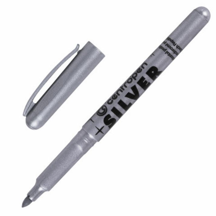 Изображение Маркер для декорирования СЕРЕБРЯНЫЙ CENTROPEN, круглый наконечник, 1,5-3 мм, 2690, 6 2690 0194