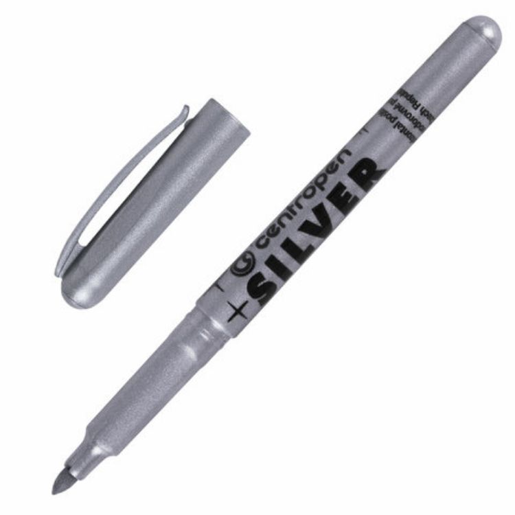 Изображение Маркер для декорирования СЕРЕБРЯНЫЙ CENTROPEN, круглый наконечник, 1,5-3 мм, 2690, 6 2690 0194