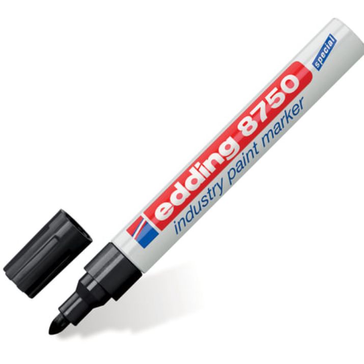 Изображение Маркер-краска лаковый (paint marker) EDDING 8750, ЧЕРНЫЙ, 2-4 мм, круглый наконечник, алюминиевый корпус, E-8750/1