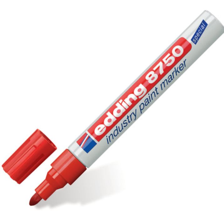 Изображение Маркер-краска лаковый (paint marker) EDDING 8750, КРАСНЫЙ, 2-4 мм, круглый наконечник, алюминиевый корпус, E-8750/2