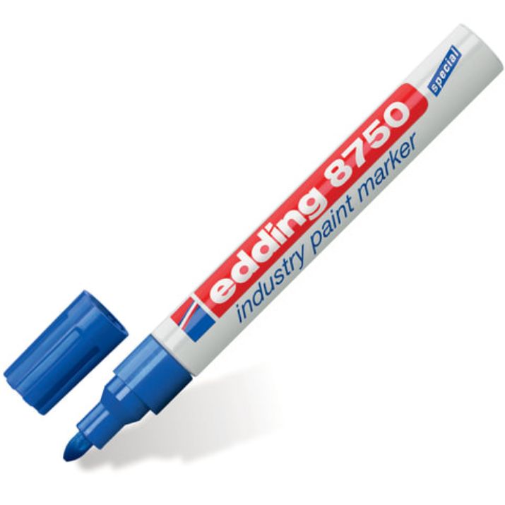 Изображение Маркер-краска лаковый (paint marker) EDDING "8750", СИНИЙ, 2-4 мм, круглый наконечник, алюминиевый корпус, E-8750/3
