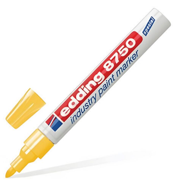Изображение Маркер-краска лаковый (paint marker) EDDING 8750, ЖЕЛТЫЙ, 2-4 мм, круглый наконечник, алюминиевый корпус, Е-8750/5
