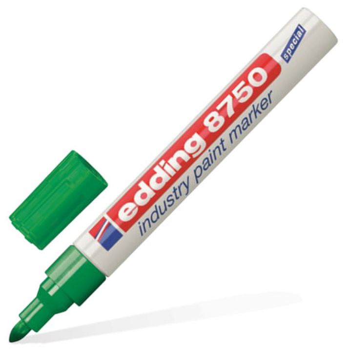 Изображение Маркер-краска лаковый (paint marker) EDDING 8750, ЗЕЛЕНЫЙ, 2-4 мм, круглый наконечник, алюминиевый корпус, Е-8750/4