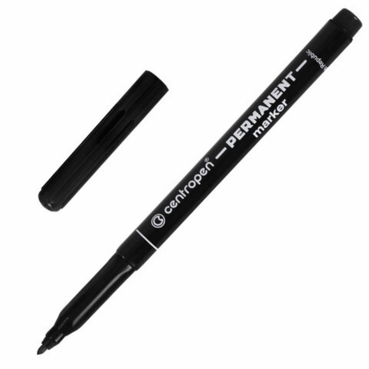 Изображение Маркер перманентный CENTROPEN 2536, ЧЕРНЫЙ, тонкий наконечник, 1 мм, трехгранная зона захвата, 6 2536 0112