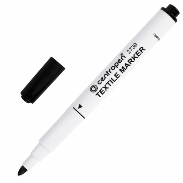 Изображение Маркер для ткани ЧЕРНЫЙ CENTROPEN "Textile Marker", круглый наконечник, 1,8 мм, 2739, 5 2739 9212