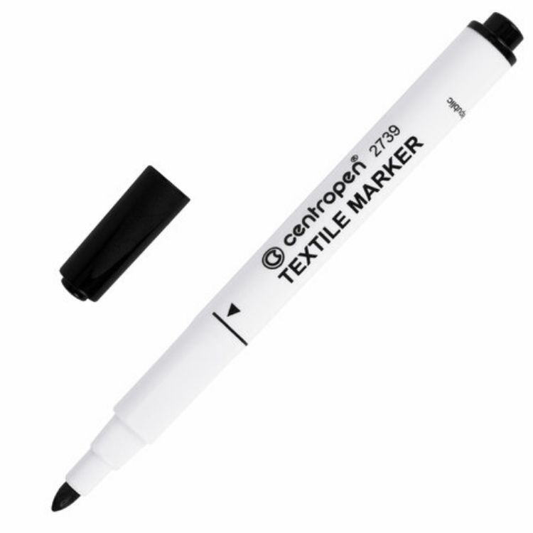 Изображение Маркер для ткани ЧЕРНЫЙ CENTROPEN "Textile Marker", круглый наконечник, 1,8 мм, 2739, 5 2739 9212