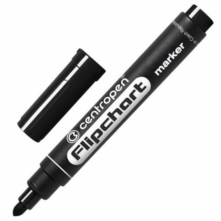 Изображение Маркер для бумажного флипчарта ЧЕРНЫЙ CENTROPEN, НЕПРОПИТЫВАЮЩИЙ, 2,5 мм, 8550, 5 8550 0112