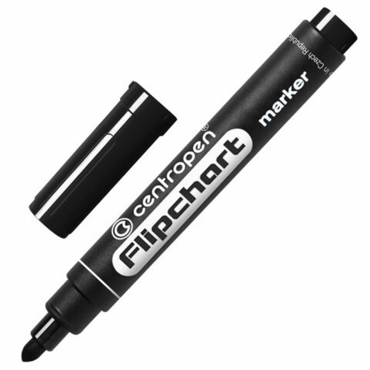Изображение Маркер для бумажного флипчарта ЧЕРНЫЙ CENTROPEN, НЕПРОПИТЫВАЮЩИЙ, 2,5 мм, 8550, 5 8550 0112