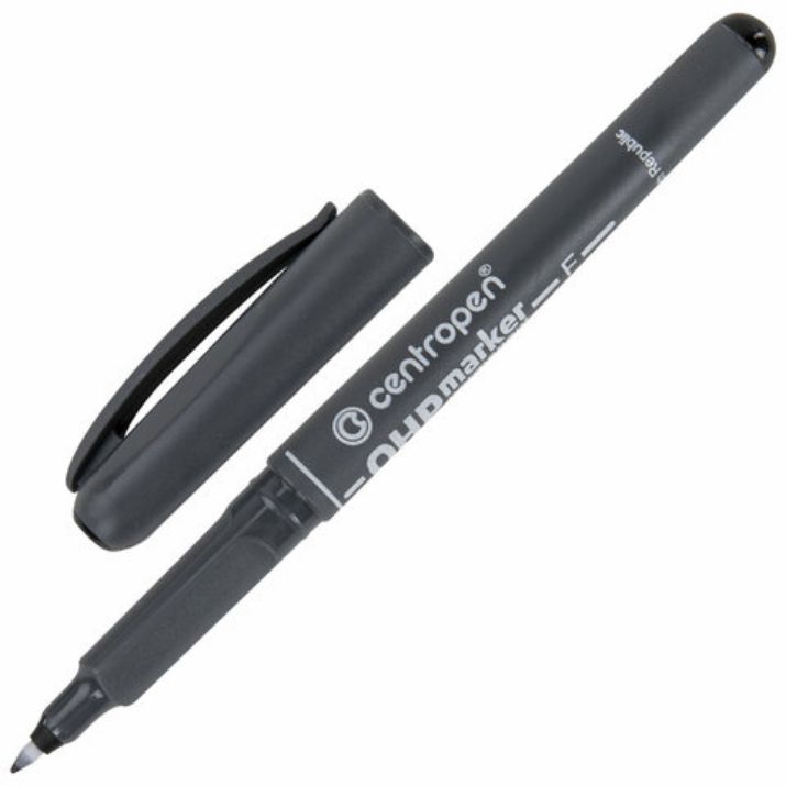 Изображение Маркер перманентный для любой гладкой поверхности ЧЕРНЫЙ CENTROPEN "OHP", 0,6 мм, 2636, 6 2636 0112