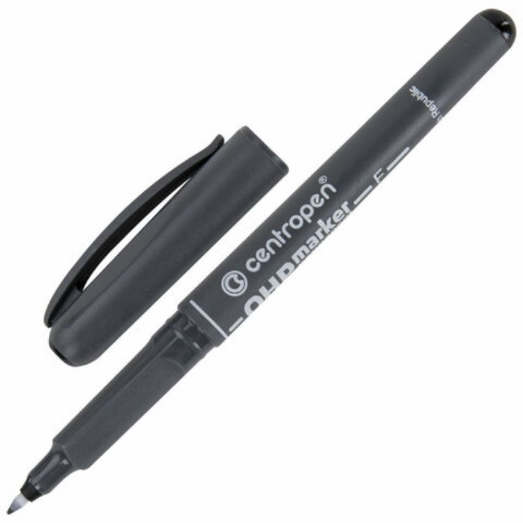 Изображение Маркер перманентный для любой гладкой поверхности ЧЕРНЫЙ CENTROPEN "OHP", 0,6 мм, 2636, 6 2636 0112