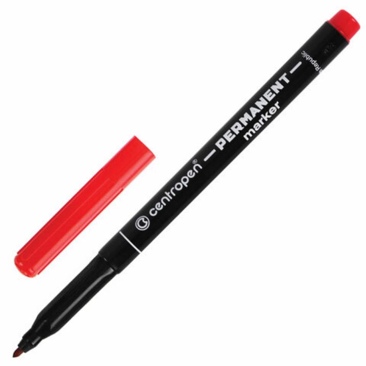 Изображение Маркер перманентный CENTROPEN 2536, КРАСНЫЙ, тонкий наконечник, 1 мм, трехгранная зона захвата, 6 2536 0104