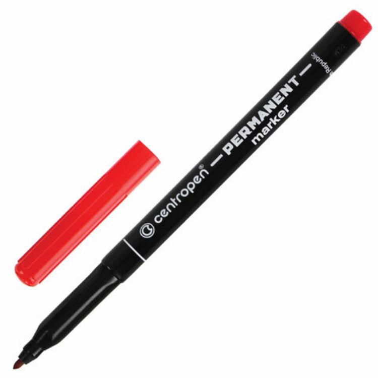 Изображение Маркер перманентный CENTROPEN 2536, КРАСНЫЙ, тонкий наконечник, 1 мм, трехгранная зона захвата, 6 2536 0104