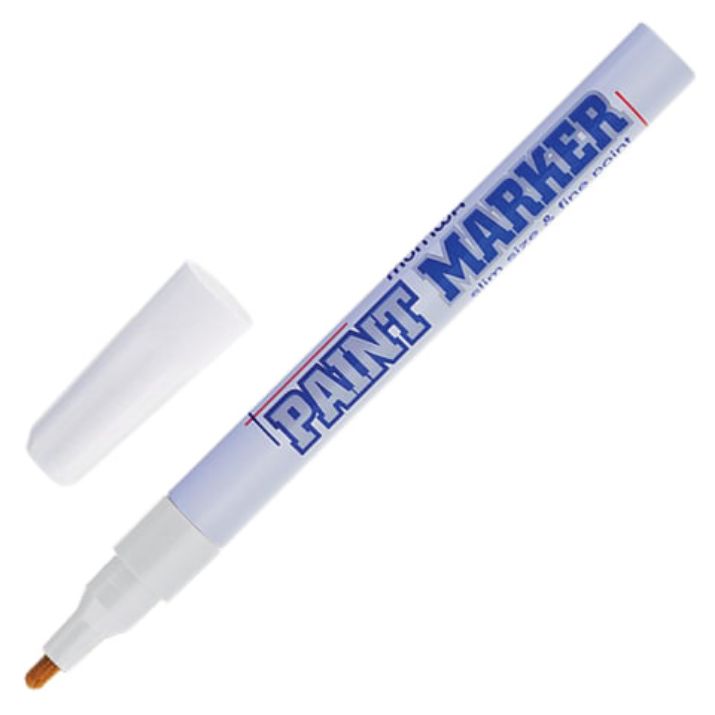 Изображение Маркер-краска лаковый (paint marker) MUNHWA "Slim", 2 мм, БЕЛЫЙ, нитро-основа, алюминиевый корпус, SPM-05